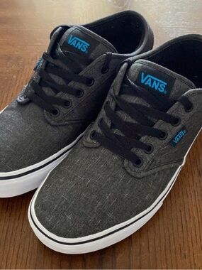 Vans Charcoal Black Canvas Low-Top Sneakers with Blue Logo